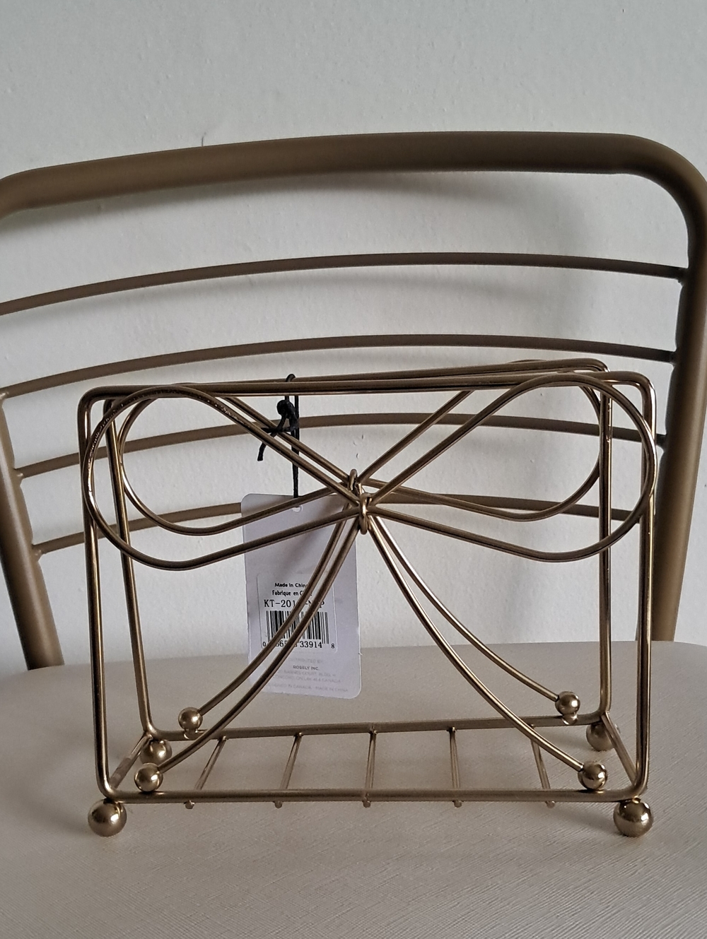 Gold Decorative Napkin Holder with Bow Accent